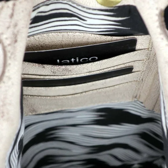 Latico Crackle White Ginny Leather Tote Bag Braided Handle Straps Shoulder Purse - Picture 4 of 5